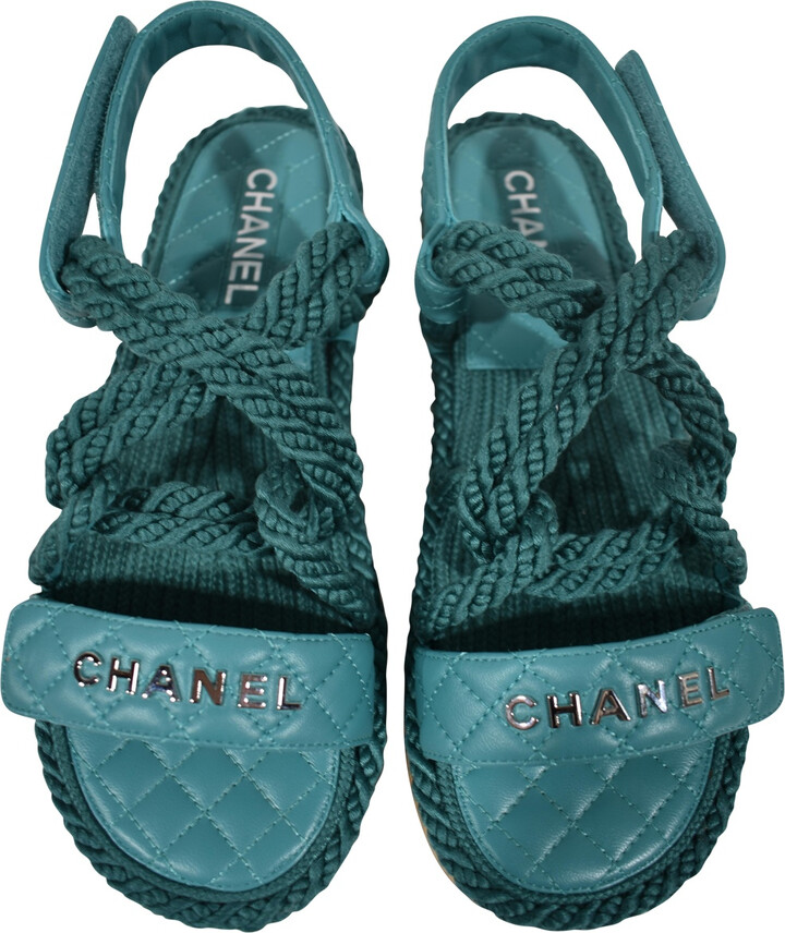 Chanel Women's Green Sandals | ShopStyle