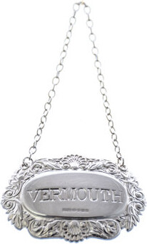 Corbell Silver Company Decanter Label-Vermouth Fancy Shell and Scroll, Sterling