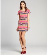 Thumbnail for your product : Julie Brown JB by pink chevron print jersey 'Honor' short sleeved dress