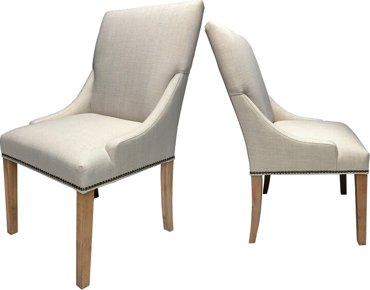 Sole Designs Marie Mid Century Modern Upholstered Slope Arm Dining Chair with Nailhead Accents