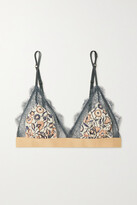 Thumbnail for your product : LOVE Stories + Net Sustain Love Lace Floral-print Recycled Jersey And Lace Triangle Bra - Cream