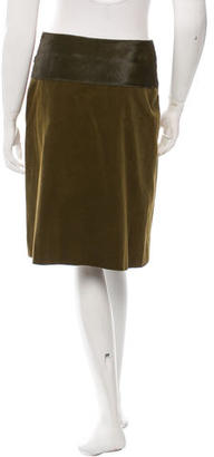 Nina Ricci Fur-Paneled Corduroy Skirt