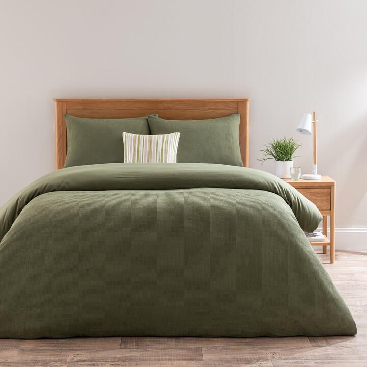 Dunelm Alston Waffle Olive Duvet Cover and Pillowcase Set Green ShopStyle
