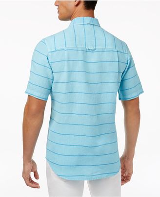 Club Room Men's Garment-Dyed Striped Linen Shirt, Created for Macy's
