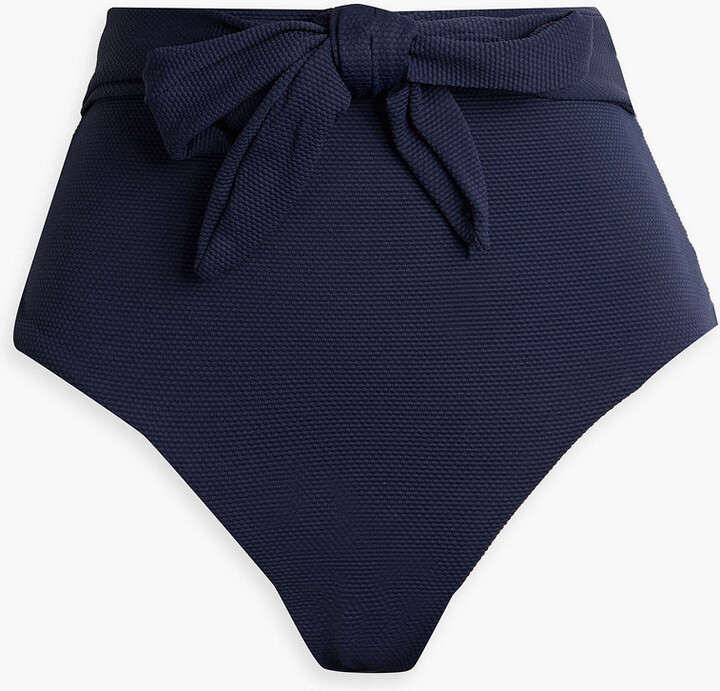 Nina tie-front piqué high-rise bikini briefs