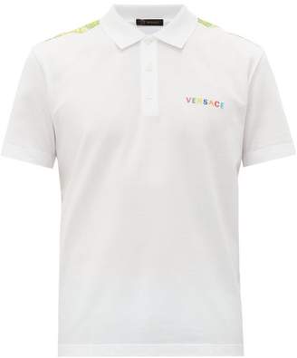 Versace Rainbow-logo Cotton Polo Shirt - Mens - White