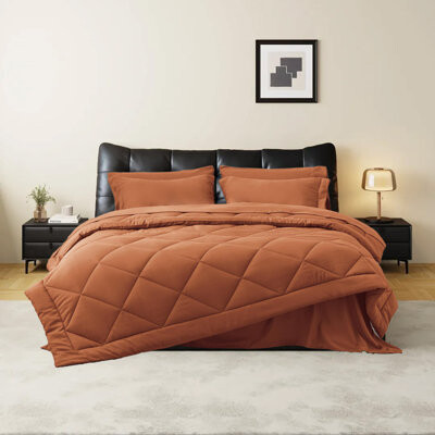 COBIDI 7 Pieces Bedding Sets, 1 Comforter, 1 Flat Sheet, 1 Fitted Sheet, 2 Pillowcase And 2 Pillow Sham