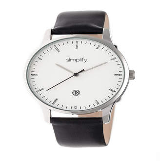 Simplify Mens Black Leather Strap Watch-Sim4301