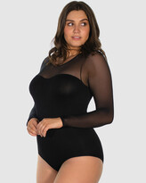 Thumbnail for your product : B Free Intimate Apparel - Women's Black Bodysuits - Mesh Sweetheart Neckline Long Sleeve Bodysuit - Size One Size, S/M at The Iconic