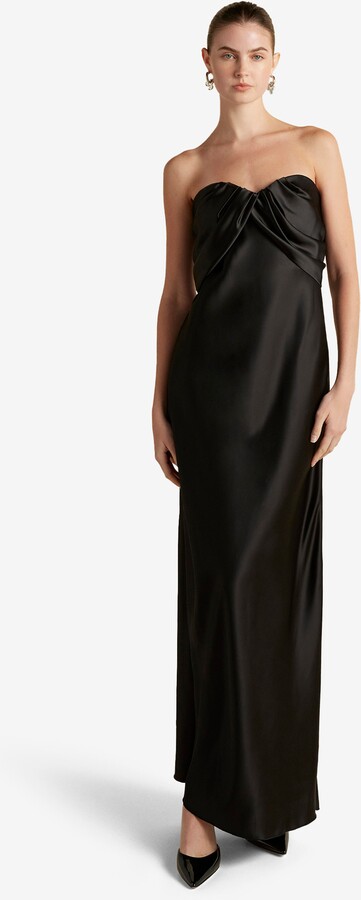 Marina Moscone Satin Draped Bustier Dress