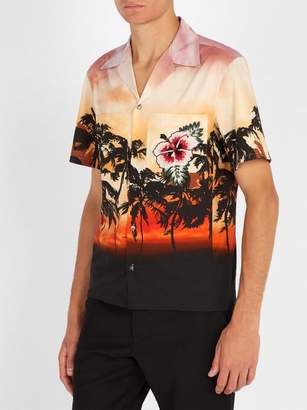 Valentino Embellished Sunset Print Cotton Shirt - Mens - Multi