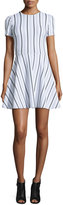 Thumbnail for your product : Opening Ceremony Clos Short-Sleeve Striped Circle Dress, White/Multicolor