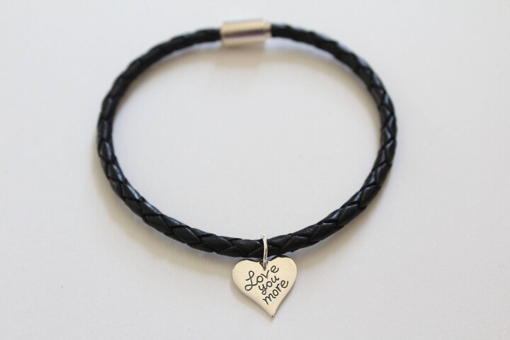 Etsy Leather Bracelet With Sterling Silver Love You More Heart Charm