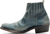 Thumbnail for your product : Golden Goose Navy Blue Distressed Leather Crosby Boots