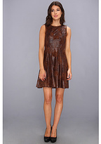 Thumbnail for your product : Vince Camuto S/L Textured Faux Leather Fit & Flare Dress