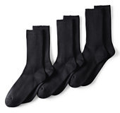 Lands' End Men's Seamless Toe Cotton Crew Socks (3-pack)-Steeple Gray