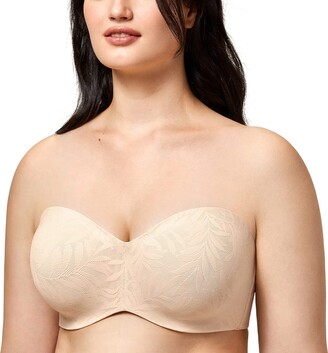 AISILIN Women's Strapless Bras Lace for Bigger Bust Unlined Underwire  Bandeau Rose White 40C - ShopStyle