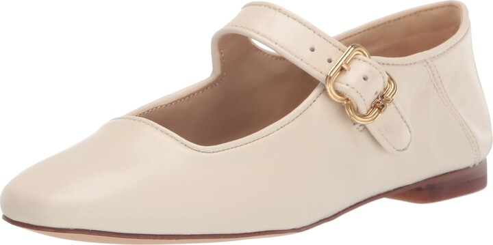 BalaMasa Womens Buckle Hollow Out Pointed-Toe Urethane Mary-Jane-Flats