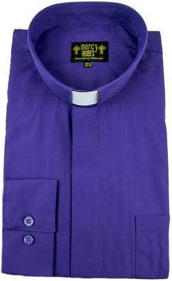 Mercy Robes Mens Long Sleeve Standard Cuff Tab Collar Clergy Shirt