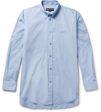Balenciaga Embroidered Cotton-Poplin Shirt - Men - Light blue