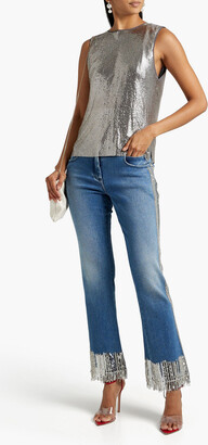 Balmain Fringed embellished mid-rise bootcut jeans