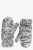 Thumbnail for your product : boohoo Laila Mixed Knit Scarf & Mitten Set