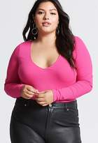 Thumbnail for your product : Forever 21 Plus Size Ribbed V-Neck Bodysuit