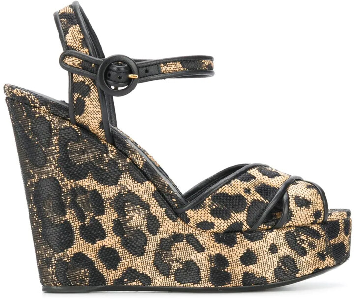 animal print wedge heels