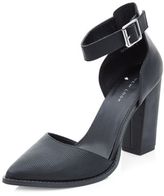 Thumbnail for your product : New Look Black Pointed Ankle Strap Block Heels