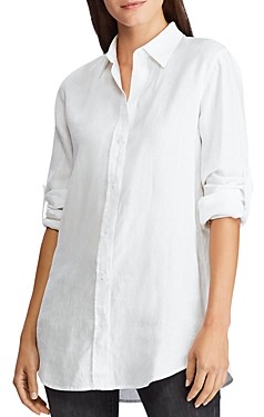 polo ralph lauren women's white linen shirt