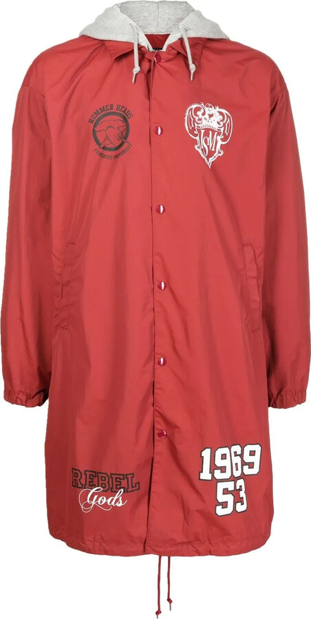 Logo-Print Hooded Coat