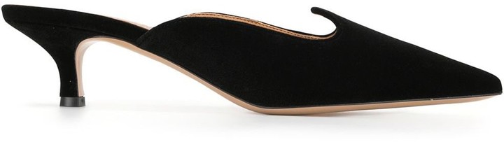 green velvet kitten heels