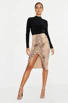Thumbnail for your product : boohoo Snake Print Twist Front Midi Skirt