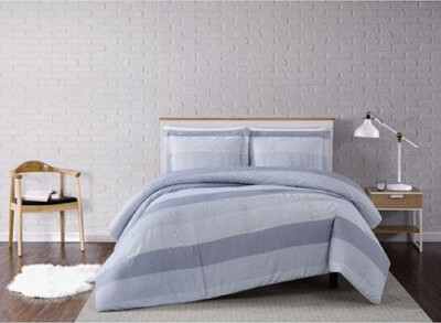Truly Soft Gray Reversible 3 Piece Comforter Set
