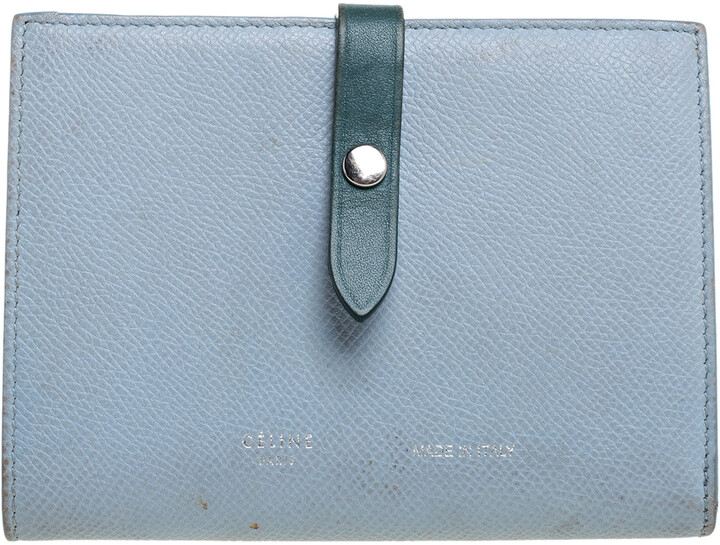 Shop CELINE 16 Small strap wallet in bicolour grained calfskin
