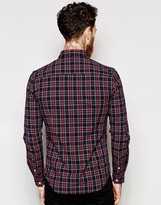 Thumbnail for your product : ASOS Skinny Shirt in Navy Plaid Check with Long Sleeves