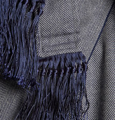 Thumbnail for your product : Derek Rose Lincoln Herringbone Wool Dressing Gown