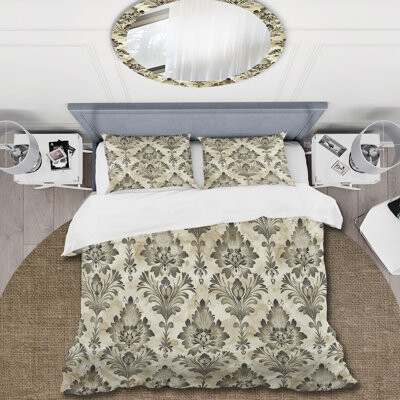 Design Art Beige Country Floral Chic VII - Floral Duvet Cover Set