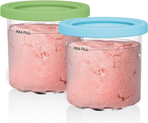 Ninja 2pc Creami Pints and Colored Lids XSKPLID2CD: BPA-Free Food Storage, Dishwasher-Safe, Lime & Aqua
