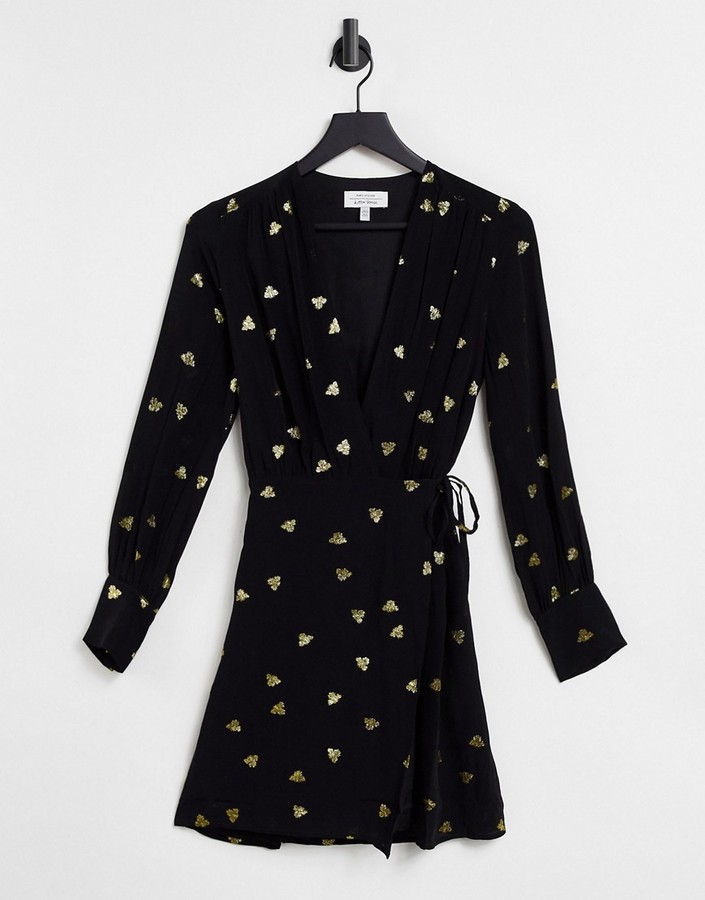 & other stories black wrap dress