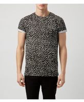 Thumbnail for your product : New Look Black Brush Stroke Roll Sleeve T-Shirt