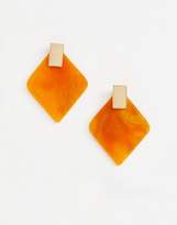 Thumbnail for your product : ASOS Design DESIGN front and back earrings with resin shape in gold