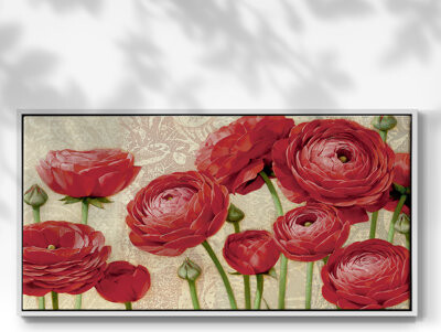 Lark Manor Red Serenity and Lace II- Framed Gallery Wrapped Canvas -Ready to Hang