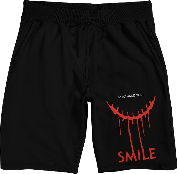 S.MILE SmileTitleLogoandBloodySmileMen'sBlackLoungeShorts-3XL