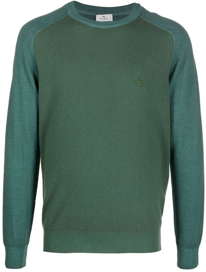 Mens Clothing Sweaters and knitwear V-neck jumpers Etro Paisley Sweater in Green for Men 