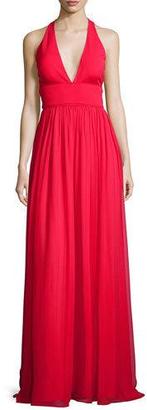 Aidan Mattox Sleeveless Silk & Jersey Column Gown, Red