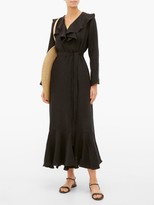 Thumbnail for your product : Casa Raki - Esme Ruffled Linen Wrap Dress - Black