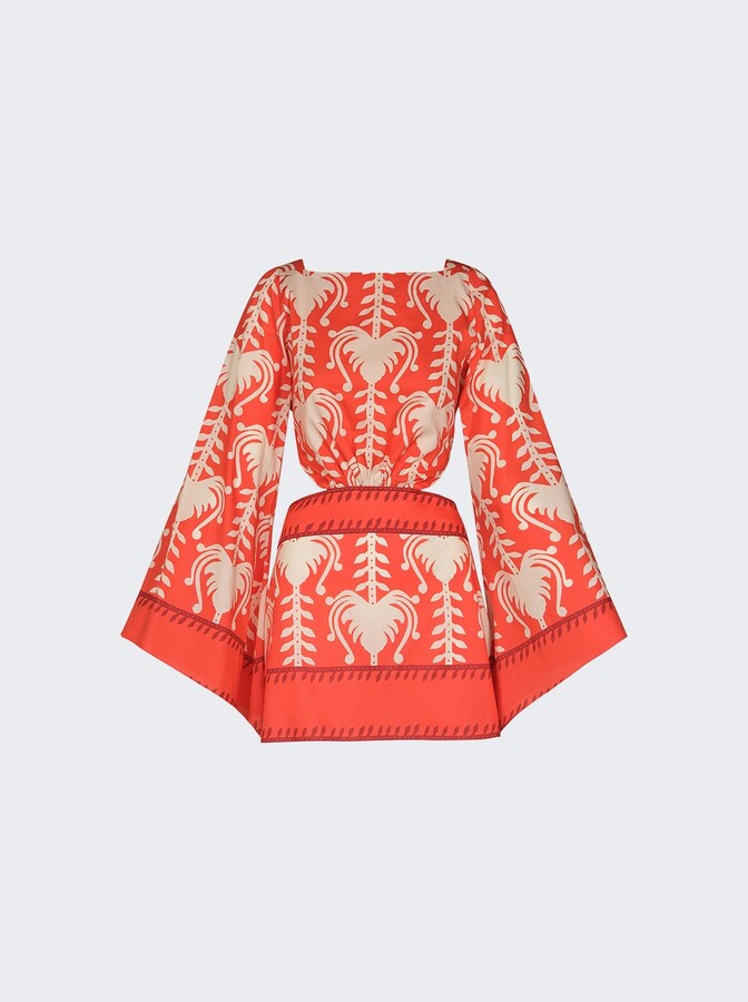 Johanna Ortiz Words Of Wisdom Mini Dress Red And Ecru