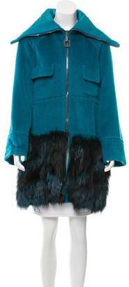 Iceberg Fur-Trimmed Textured Coat