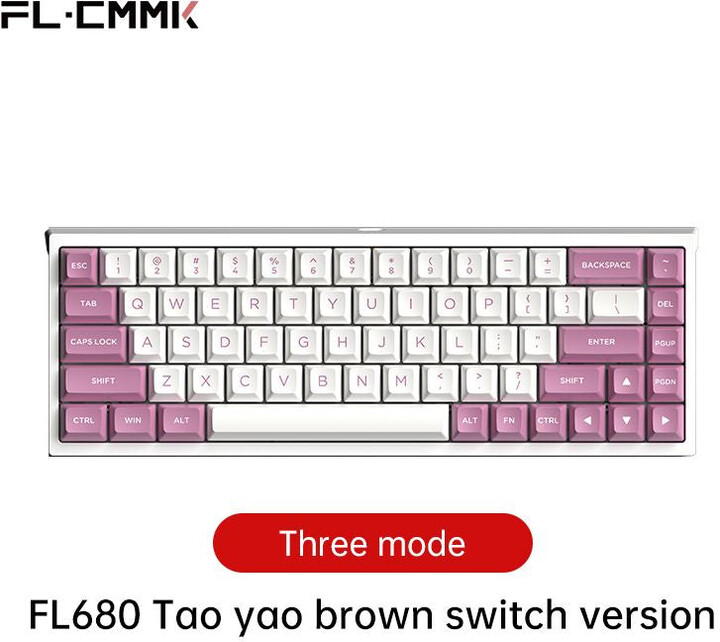 EDK Three-Mode Mechanical Keyboard 68 Keys RGB Hot-Swappable 2.4G Wireless Bluetooth Wired Win/Mac/iPad - -G Brown switch